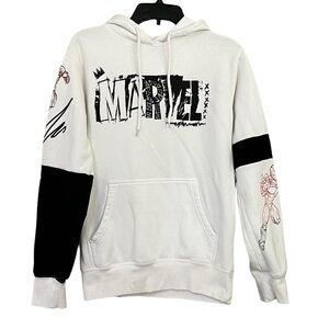 Marvel Men’s white & black Destruction Avengers Pullover Hoodie, size S.​​